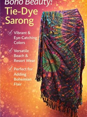 Jayli Tie-Dye Sarong Cover-Up in Purple, Green, Orange & Blue